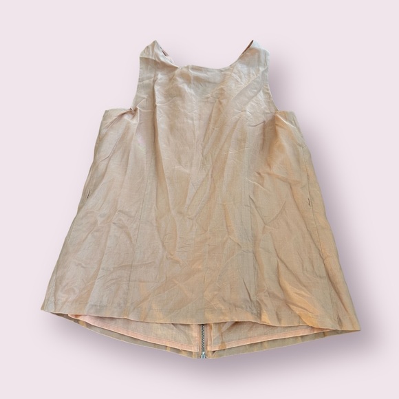Women’s J.Crew Silk Cotton Blend Ruffle Zip Collar Light Salmon Tank Top Size 8 - Picture 2 of 11